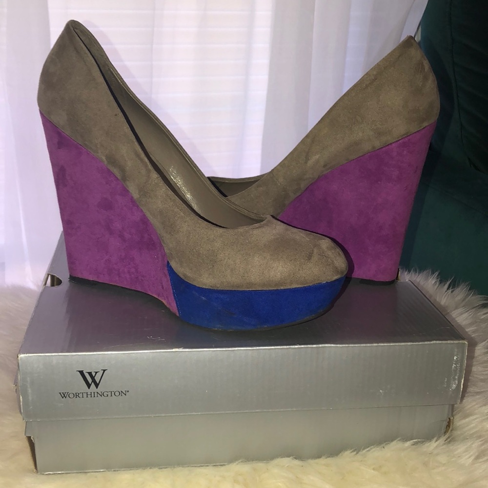 Multi color wedge heels